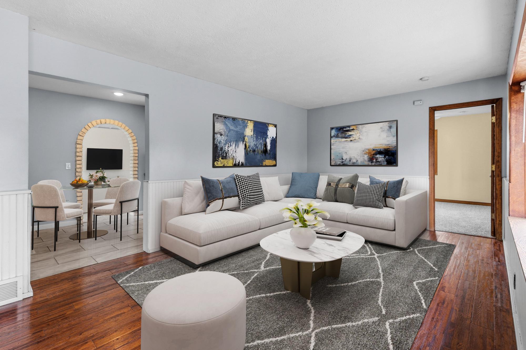 Front Living room virtually staged
