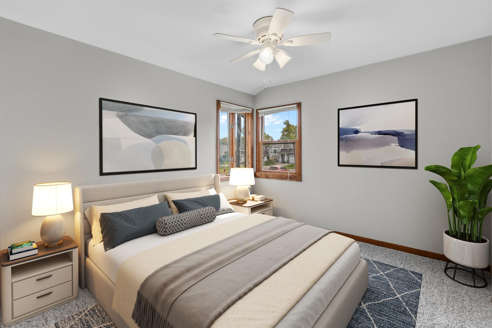 Upper Bedroom virtually staged