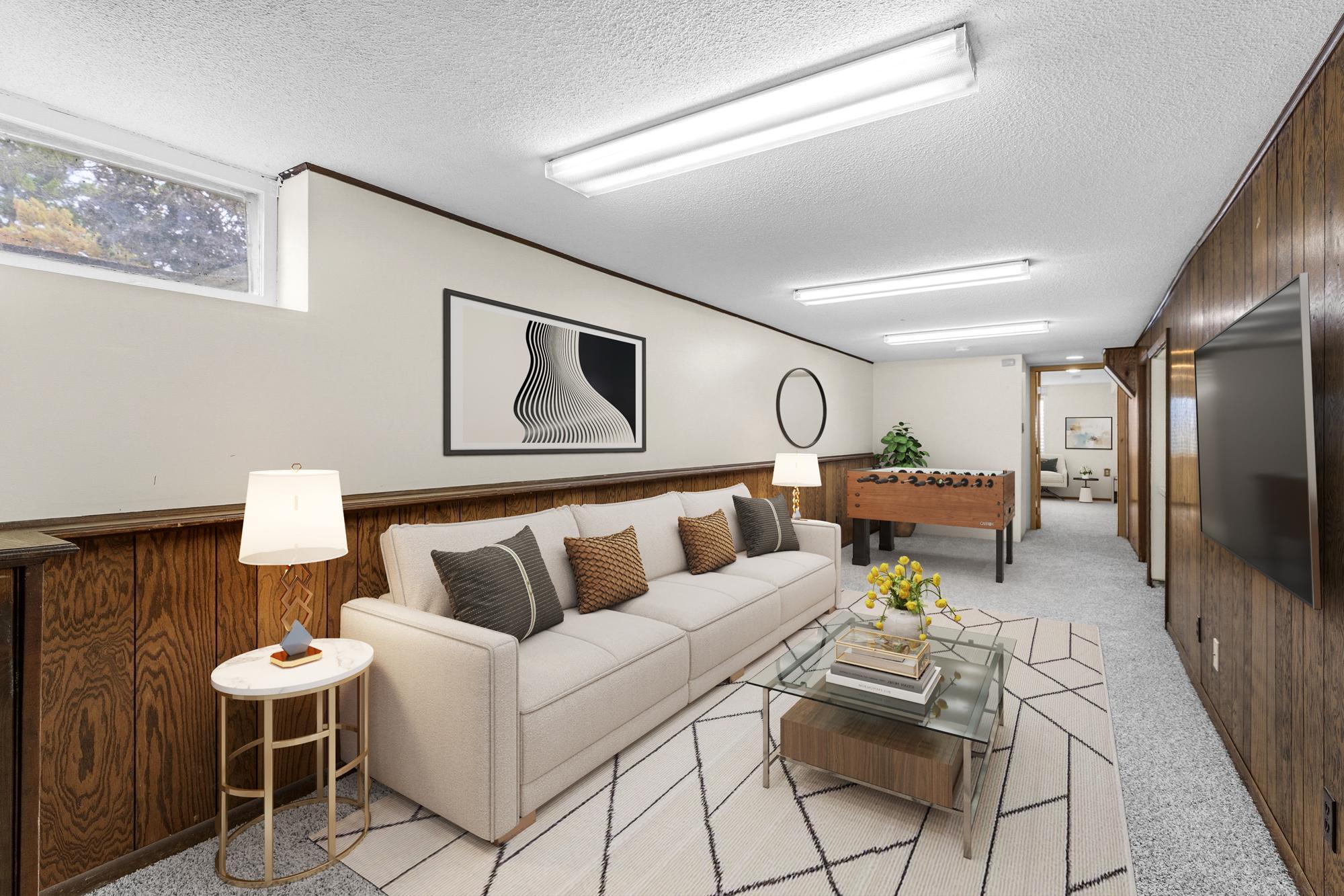 Lower Level Family Room virtually staged