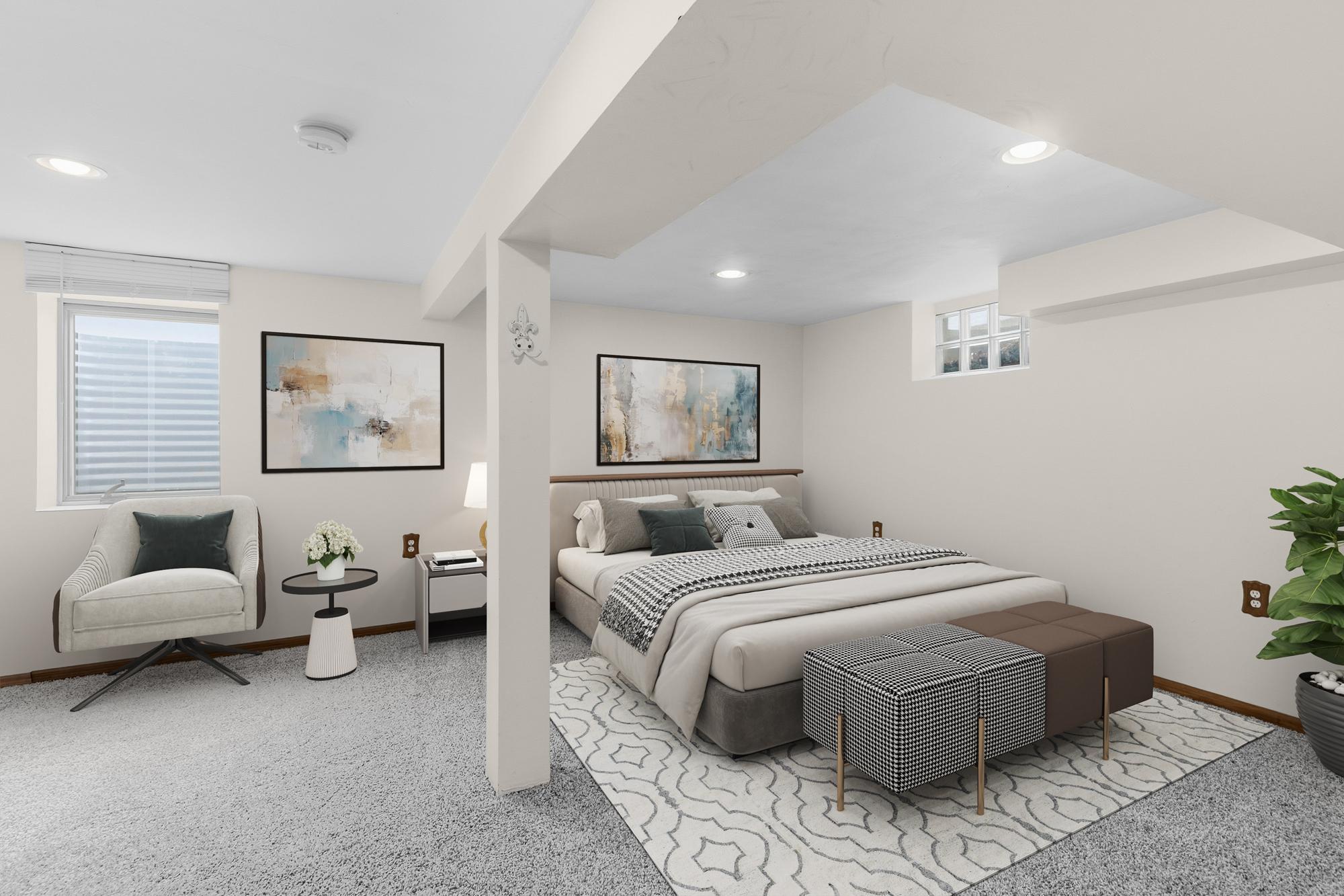 Lower Level Bedroom Staged