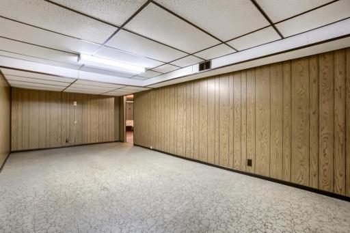 Lower level Rec Room - Add an egress window and closet to have another bedroom.