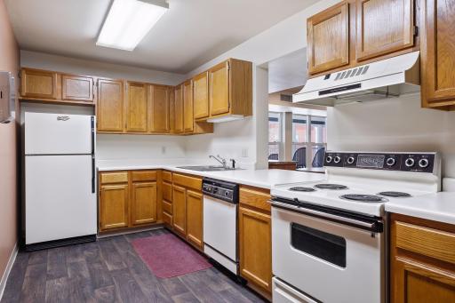 The community room also has a full kitchen available to residents.
