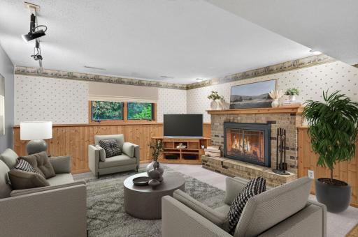 Lower Level Living Room - Virtually Staged