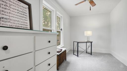 Sizeable back bedroom can serve as an office, writing room, music room? Whatâs your pleasure?