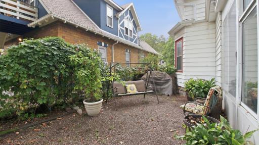 This area once held an above-ground pool. Now it's a summertime private haven.