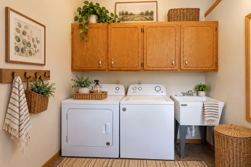 Main floor mud room! Virtually staged.