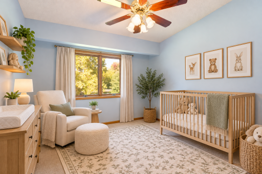 2nd upper bedroom. Virtually staged.