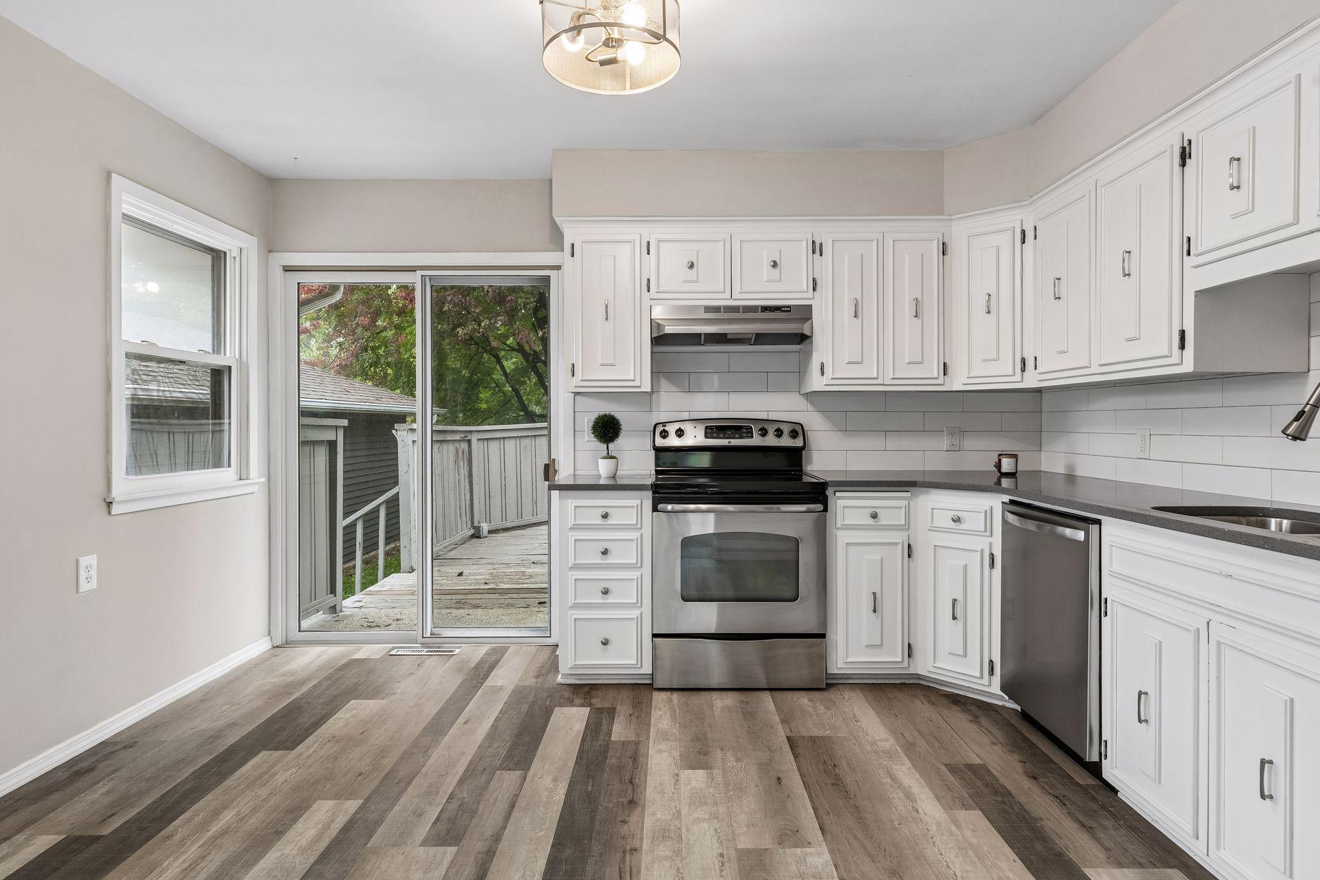 Beautifully appointed kitchen with access to the deck.