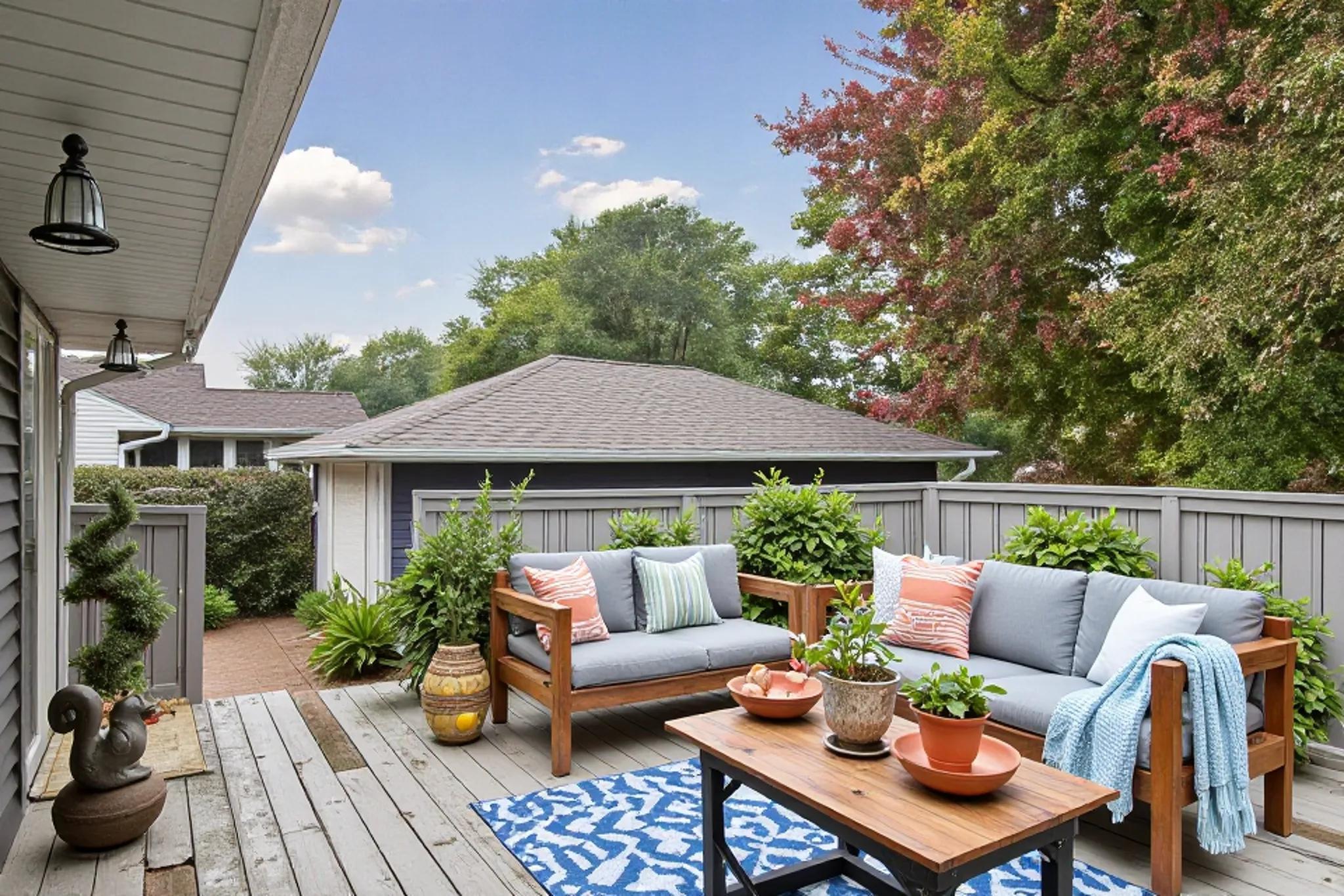 Huge deck. Enjoy a BBQ and some down time. Virtually staged