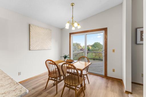 Dining space with new floors, fresh paint and a wonderful view!