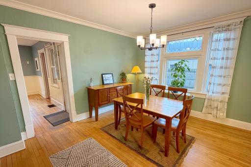 Spacious dining room ideal for hosting holidays and dinner parties.