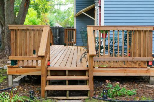 Newly refreshed deck ready for summer grilling and outdoor entertaining.