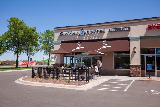 Your coffee stop is close byâCaribou Coffee is within about a mile of home, with a drive-through for busy mornings and a patio for lingering.