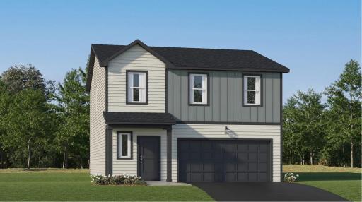 (Exterior rendering, actual home's finishes will vary.)