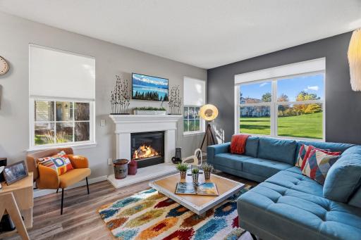 Spacious living room allows for several configurations.