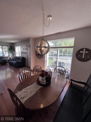 Dining room looking toward the family room. This room also has a sliding glass door.