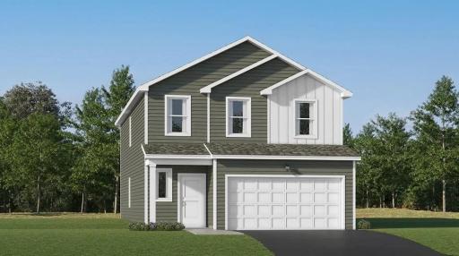 (Exterior rendering, actual home's finishes will vary.)