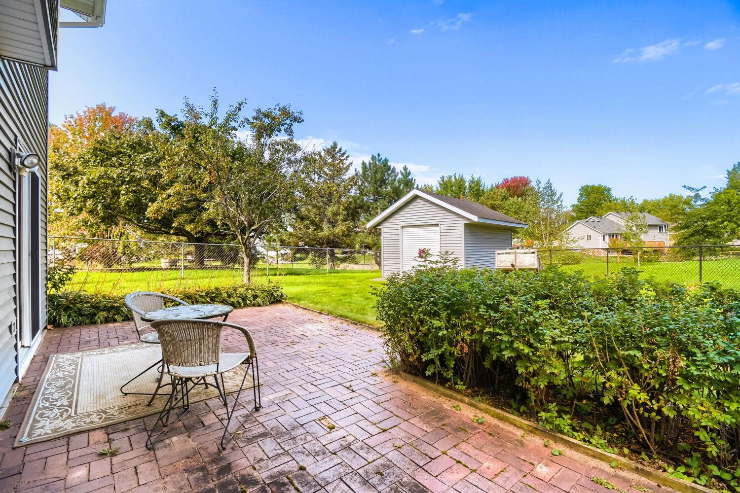 Paver patio & storage shed