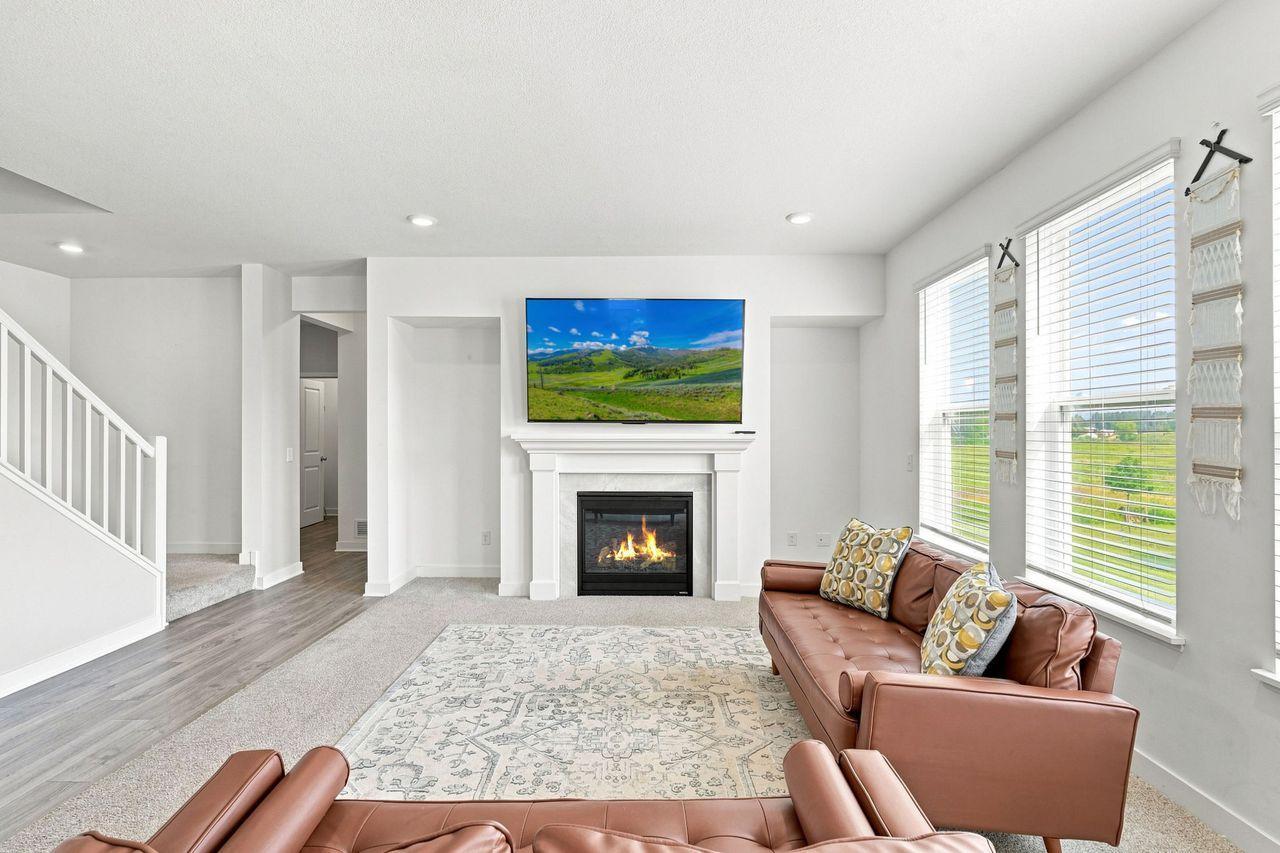 Fireplace in the main level family room