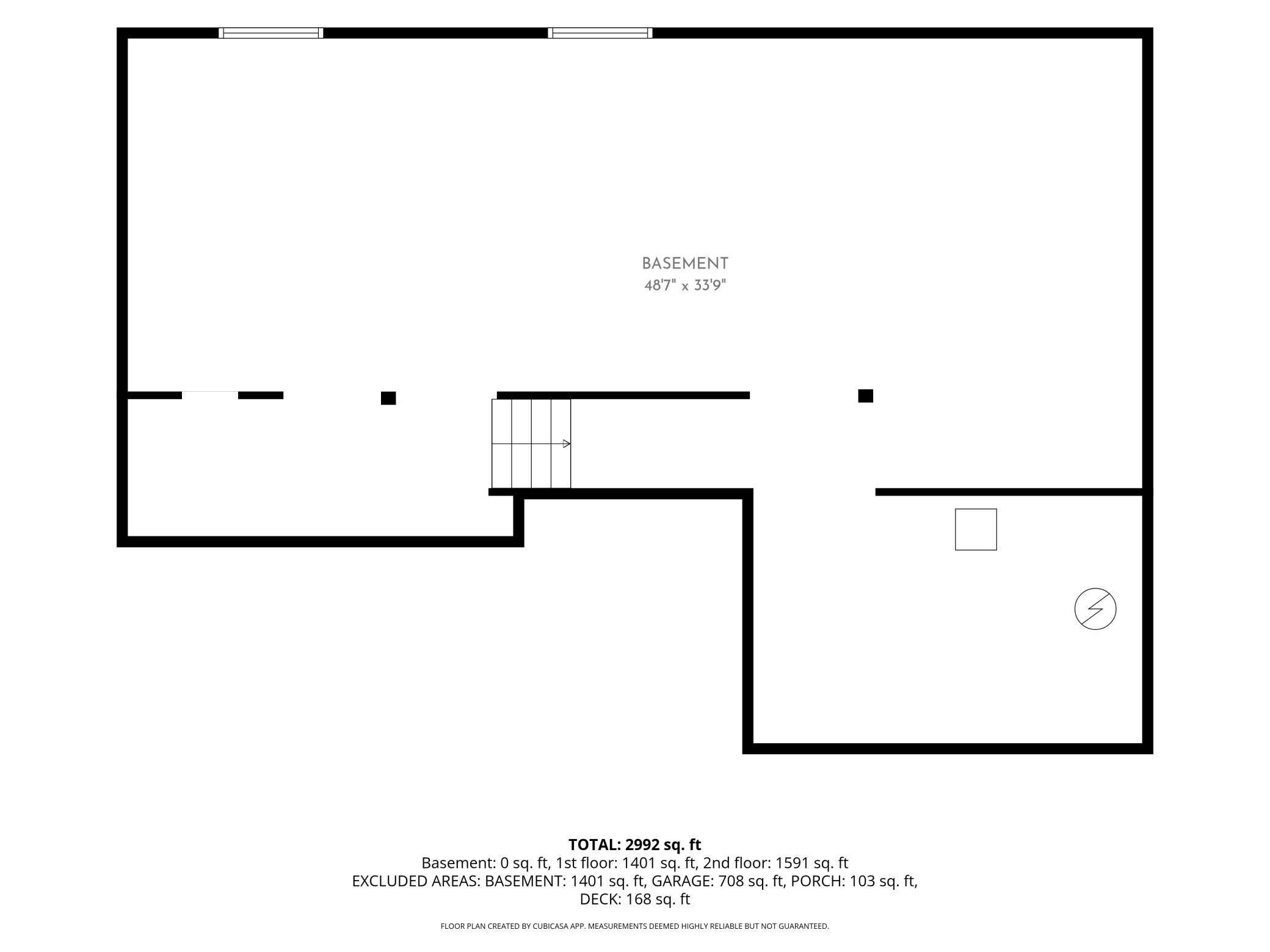 Unfinished lower level floor plan