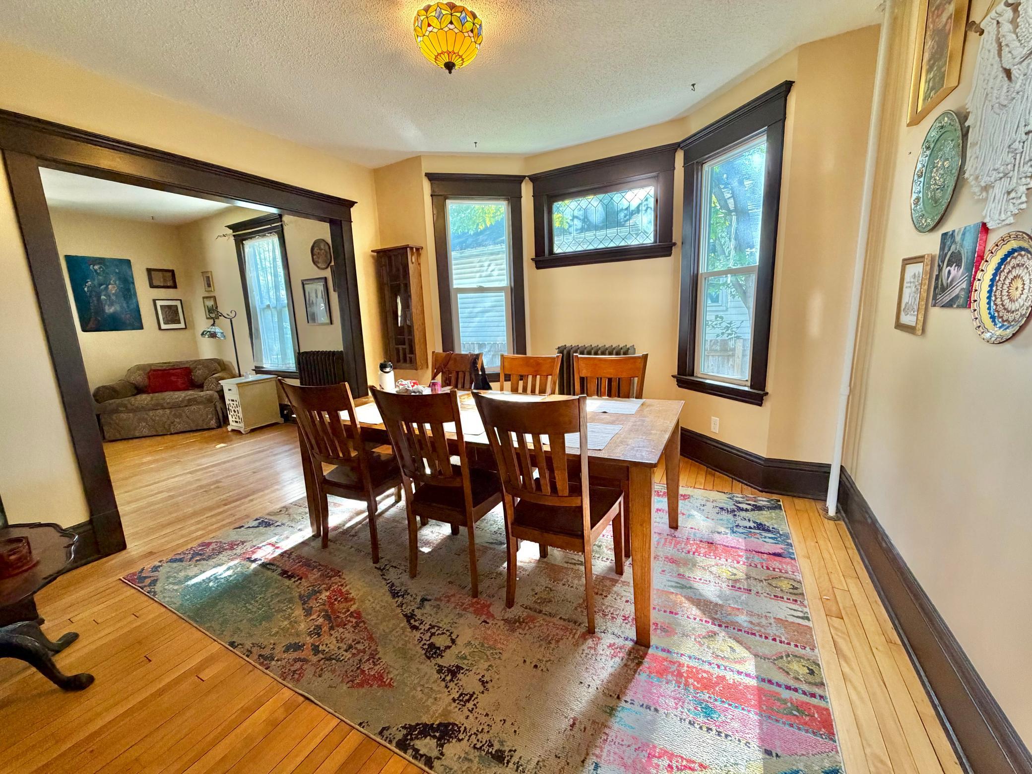 The dining room is off of the kitchen and has nice flow to the living room