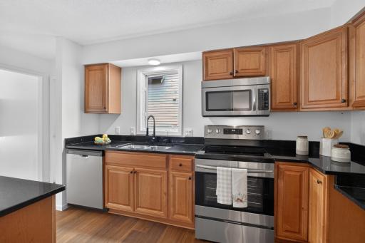 Kitchen with brand new stainless steel appliances