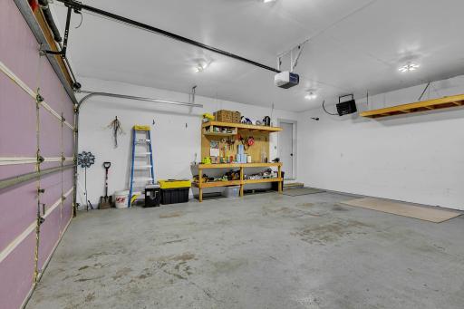 Heated 2 Stall Garage with Workbench and Storage Racks