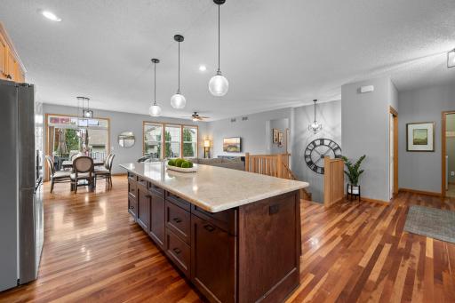 Additional island storage keeps everyday essentials close at hand while the open layout keeps everyone connected.
