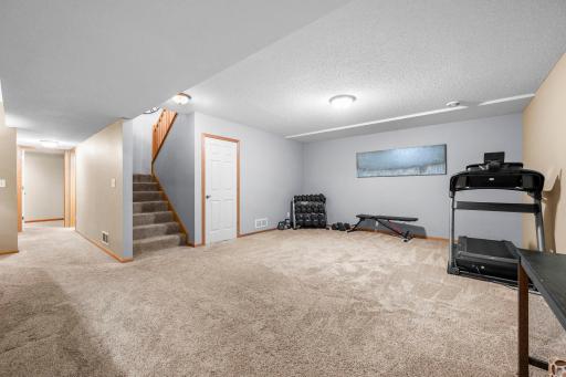 Additional lower level space is perfect for a home gym, play area or game room.