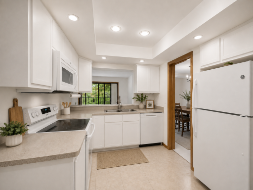 The living area flows seamlessly into the walk-through kitchen, designed for both function and connection