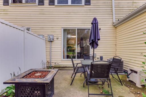Step directly from the Dining Room onto your own private patio with room for a table, grill and outdoor seating.