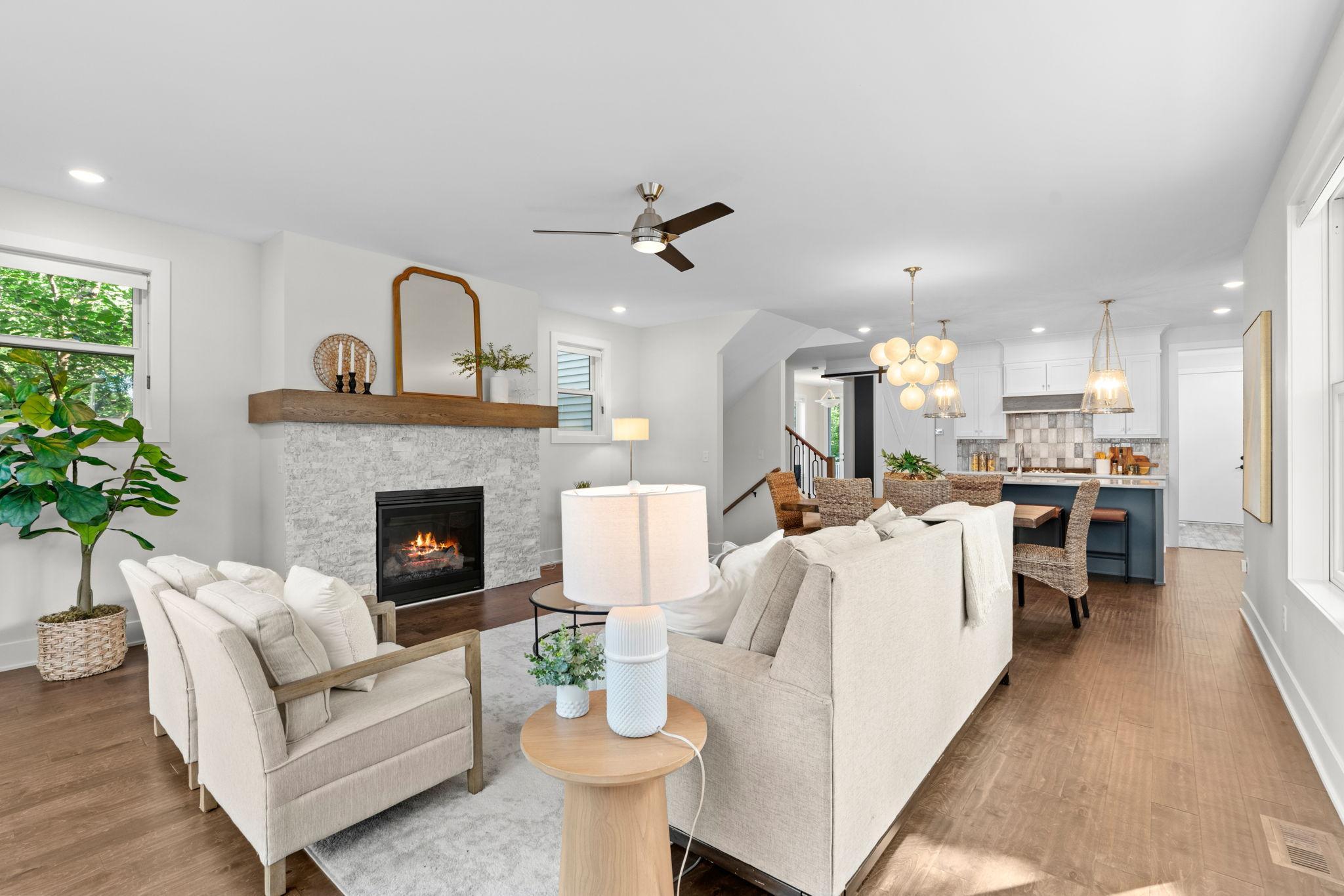 Stone and Gas Fireplace