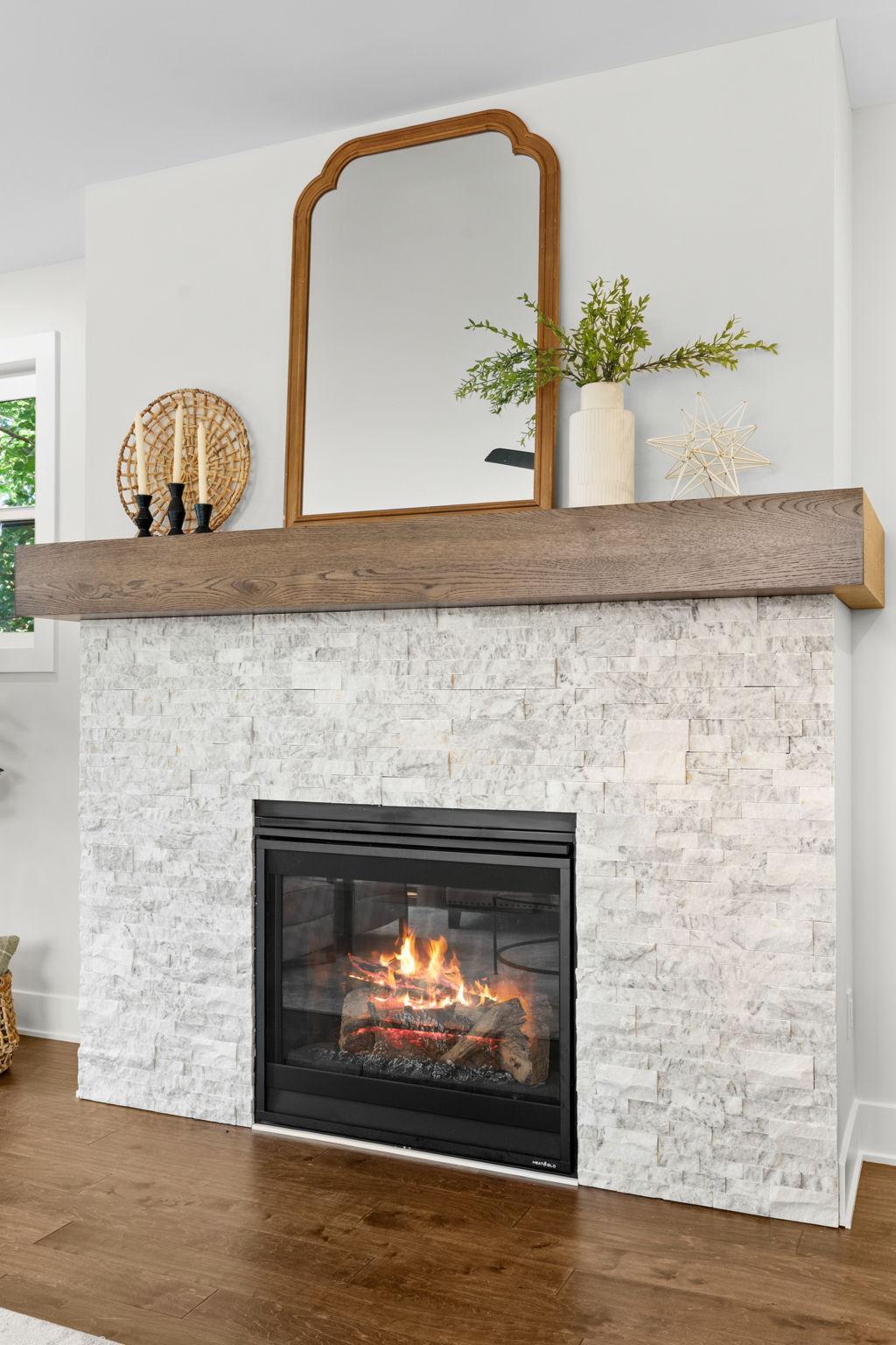 Stone and Gas Fireplace