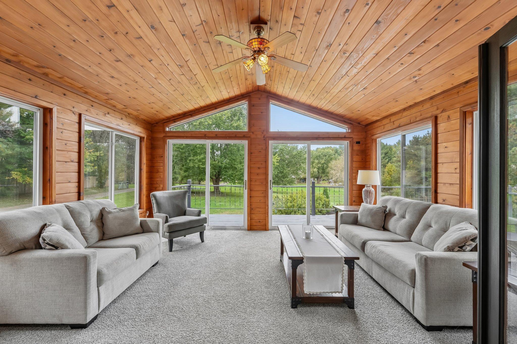 Sunroom walks out to deck