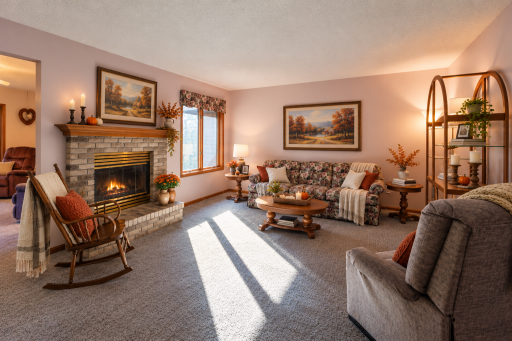Same living room - virtually stage for Autumn and the upcoming Thanksgiving Holiday!