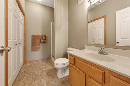 Main level 3/4 bathroom with laundry space!