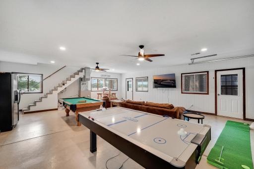 A bunk house game room that has something for everyone!