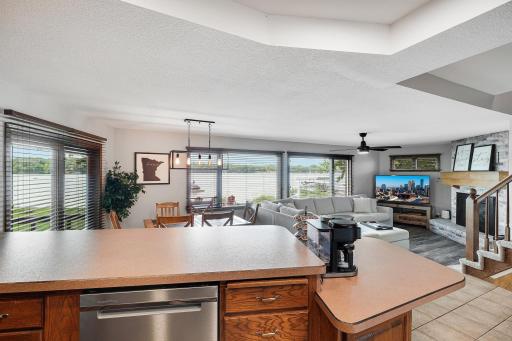Catch a glimpse of the lake while you prepare meals in the kitchen as there are views of the lake throughout the home.