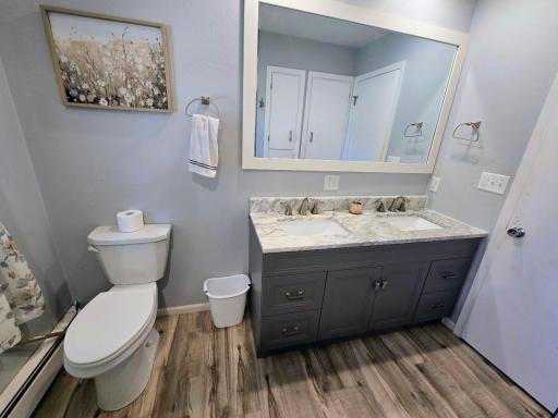 Updated paint, flooring, vanity & stool.
