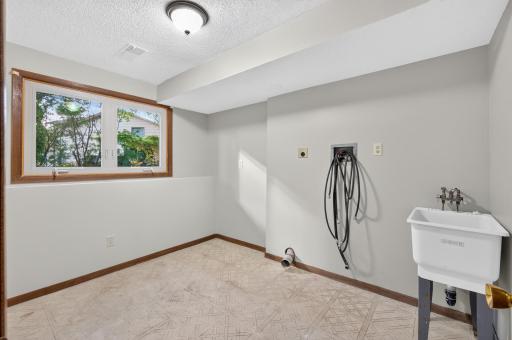 The laundry room is located on the 3rd level