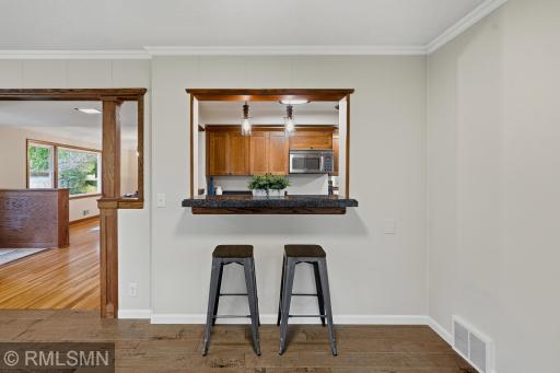 Peek through to the remodeled kitchen from the sun room!