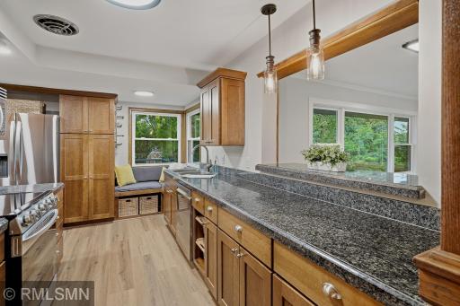All new recess, flush mount and pendant lighting in the kitchen