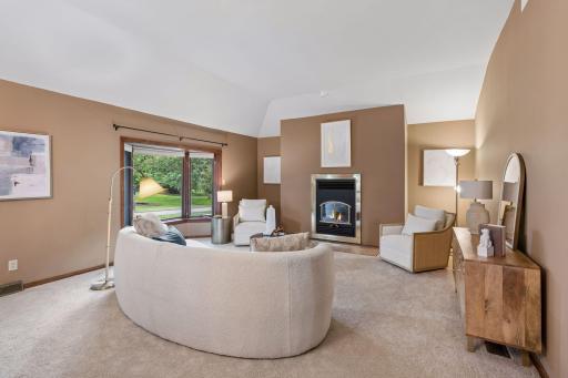 Living room with quality fireplace that can heat the whole house