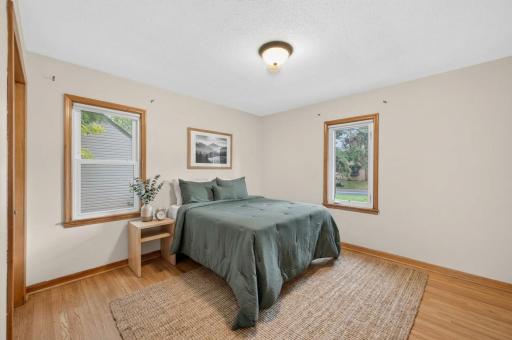 The first main level bedroom is a fantastic primary.
