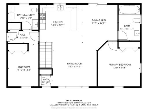 1st floor layout deemed highly reliable but not guaranteed