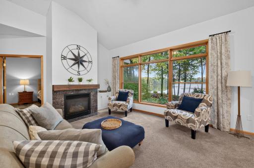 very comfortable living room with gas fireplace