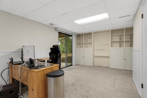 Built in bookshelves and cabinets for storage