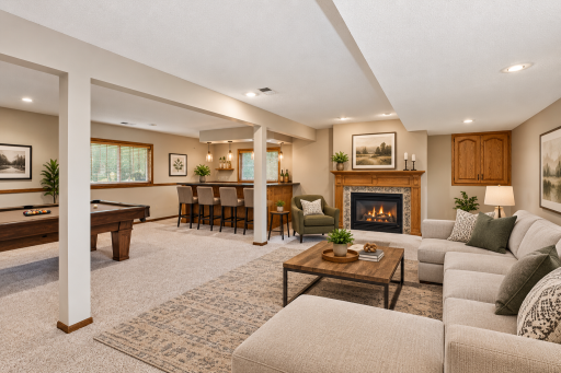 Virtual Staged Family Room in Lower Level - imagine the possibilities