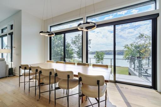 Dining Room with Custom Lighting and Beautiful Views