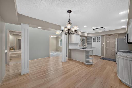 The dining room is a great space to host and have dinners as it connects to the kitchen.